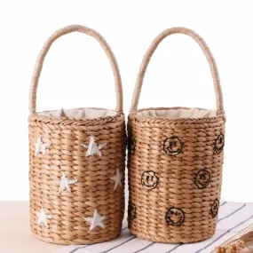 elveswallet Portable Bucket Woven Straw Bag