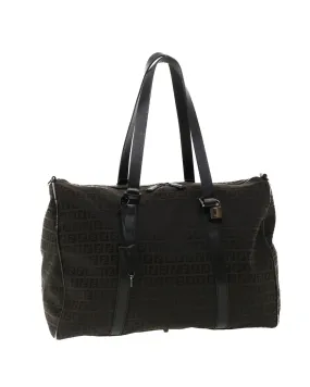 FENDI Zucchino Canvas Boston Bag - Black