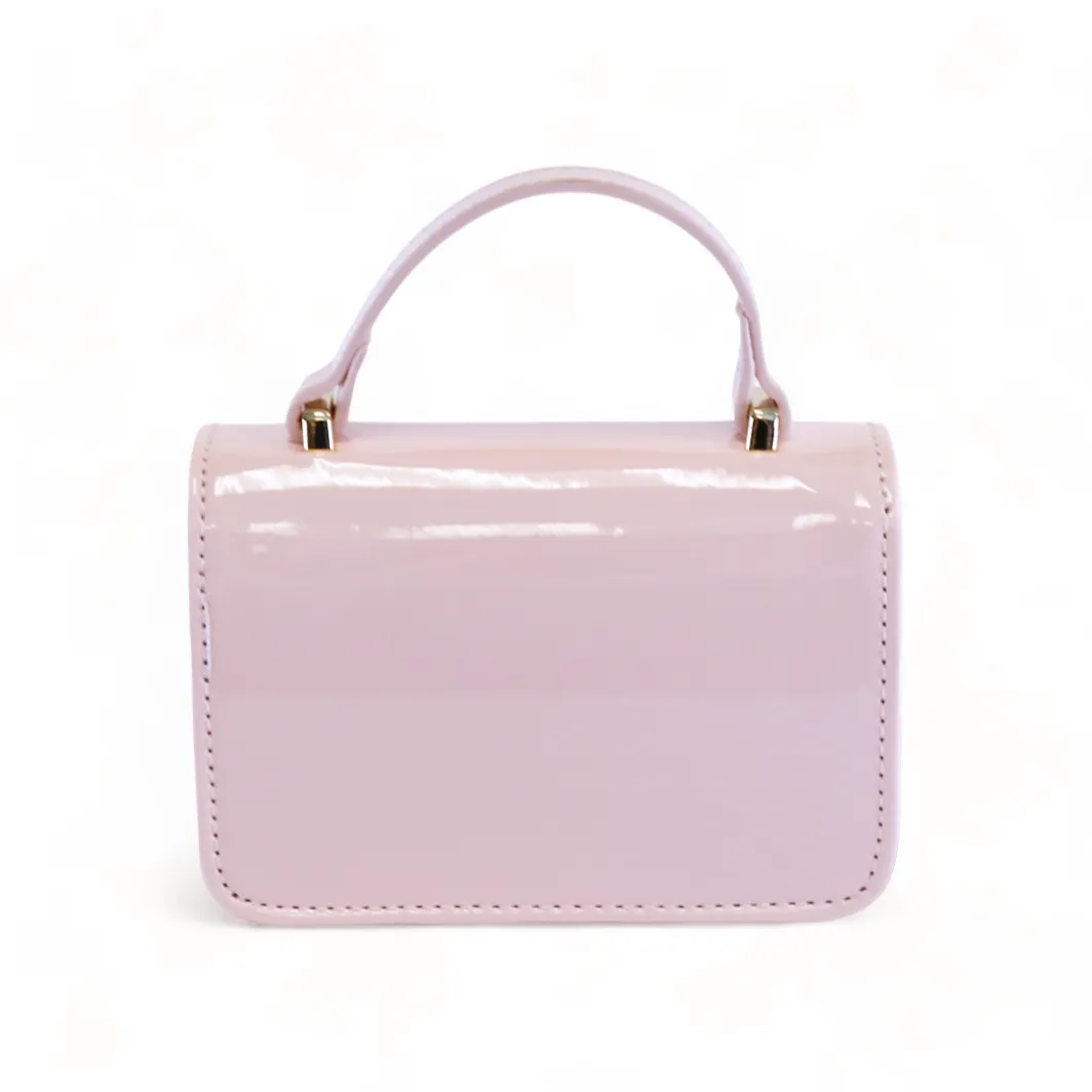 Floral & Charms Patent Leather Purse - Pink