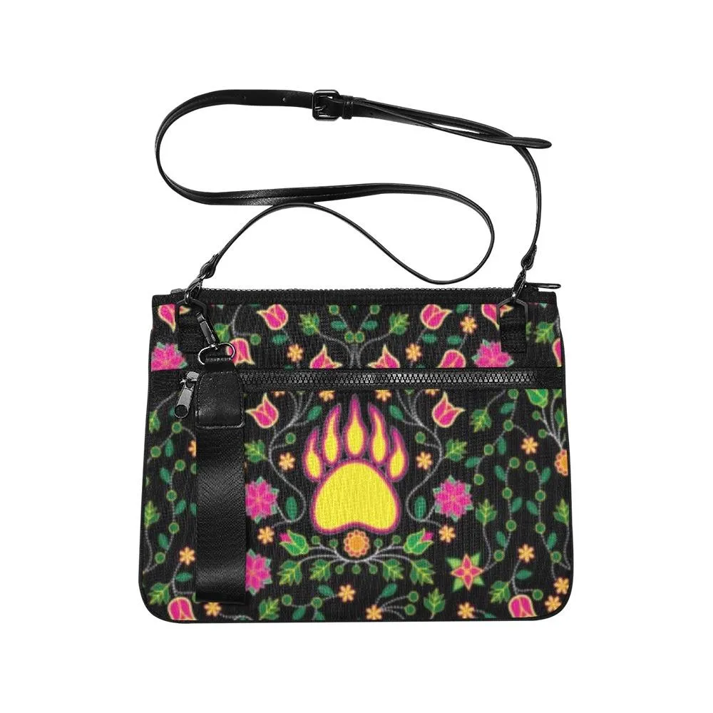 Floral Bearpaw Pink and Yellow Slim Clutch Bag