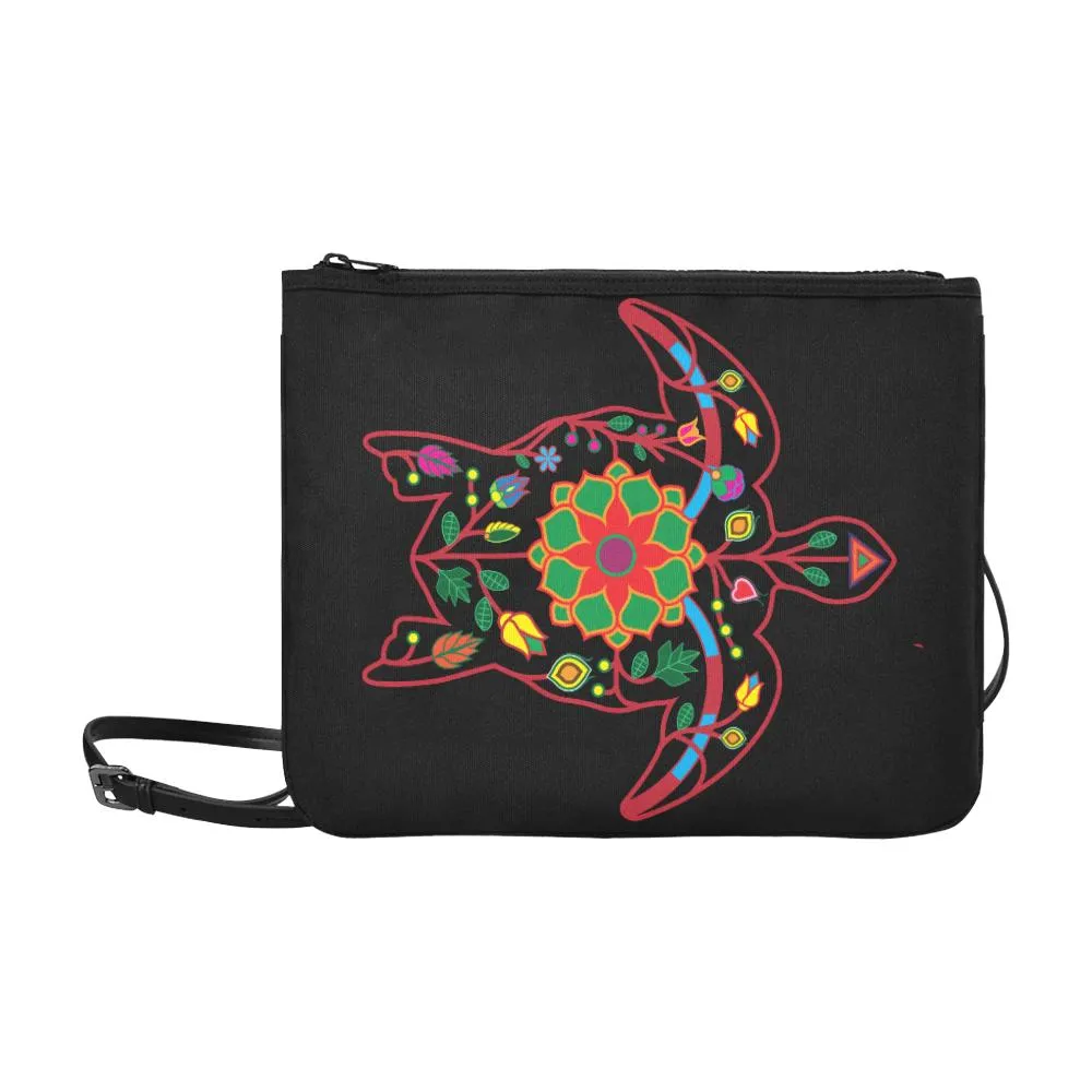 Floral Turtle Slim Clutch Bag