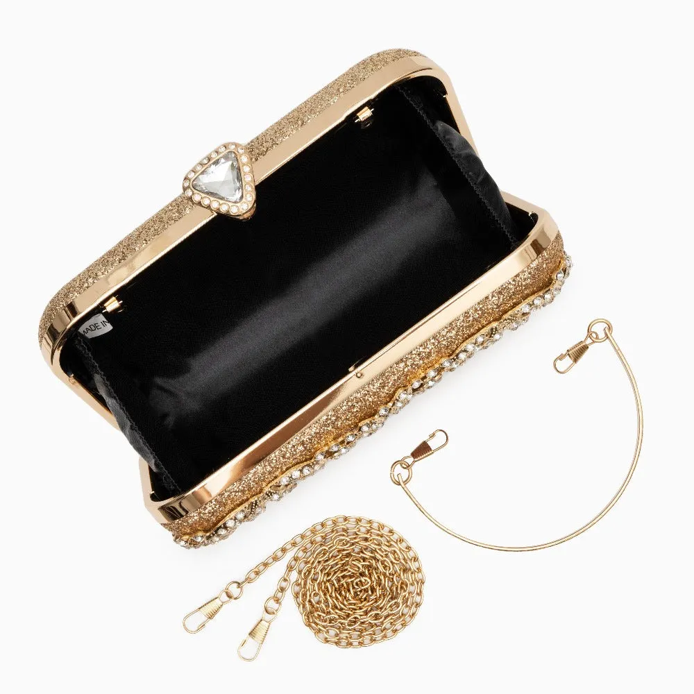 Flower Rhinestones Clutch Bag