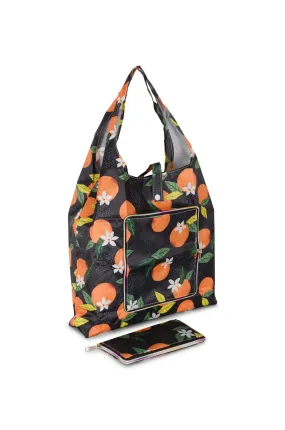 Foldable Shopping Bag | Navy Orange Splash | 0999A1