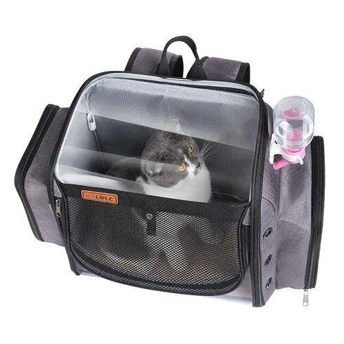 Foldable Transparent Breathable Traveling Cat Carrier With Water Supply