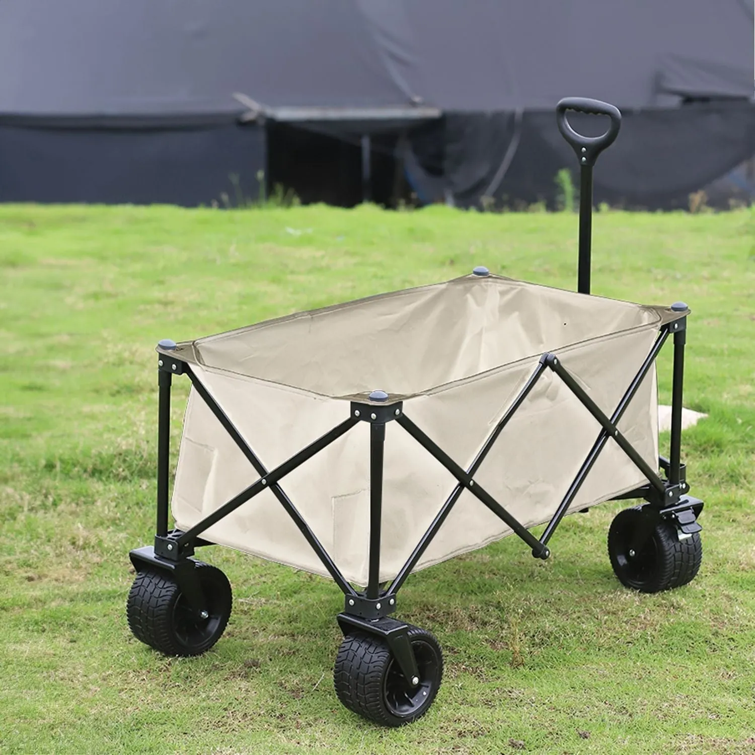 Foldable Wagon Trolley Cart, Wide Wheels, Brakes - KILIROO