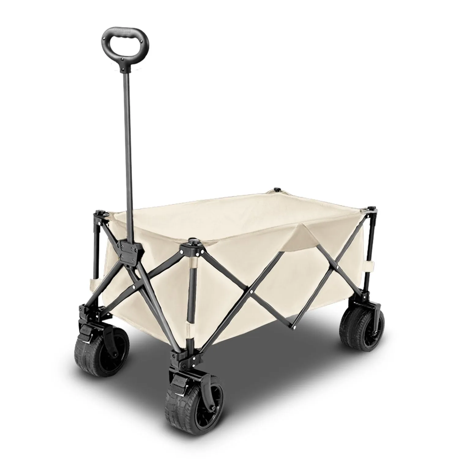 Foldable Wagon Trolley Cart, Wide Wheels, Brakes - KILIROO