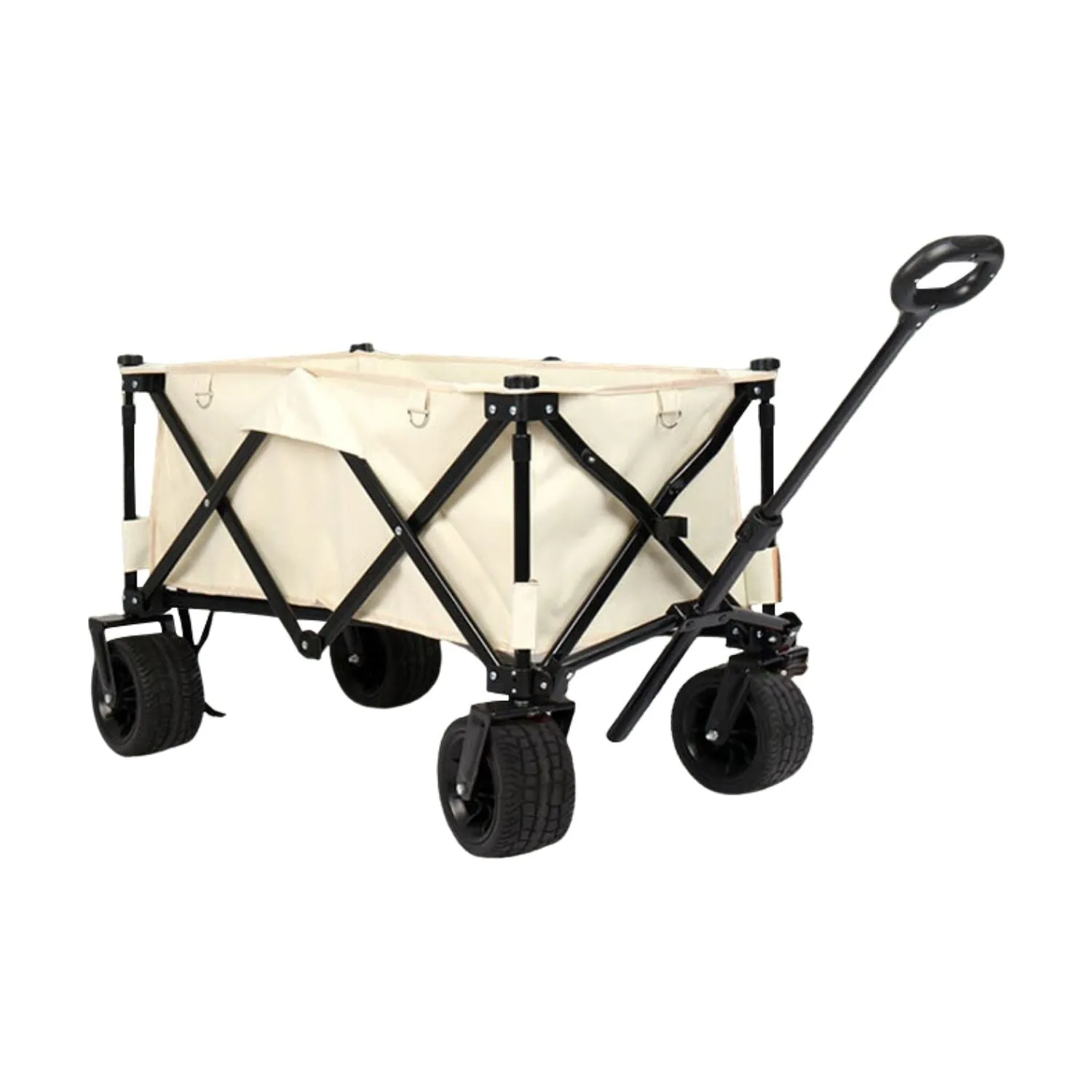 Foldable Wagon Trolley Cart, Wide Wheels, Brakes - KILIROO