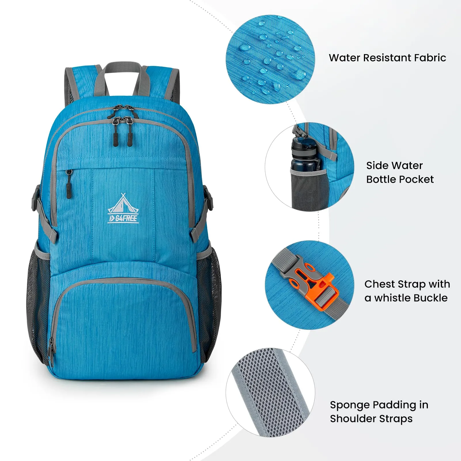 G4Free 30L Hiking Backpack Lightweight Packable