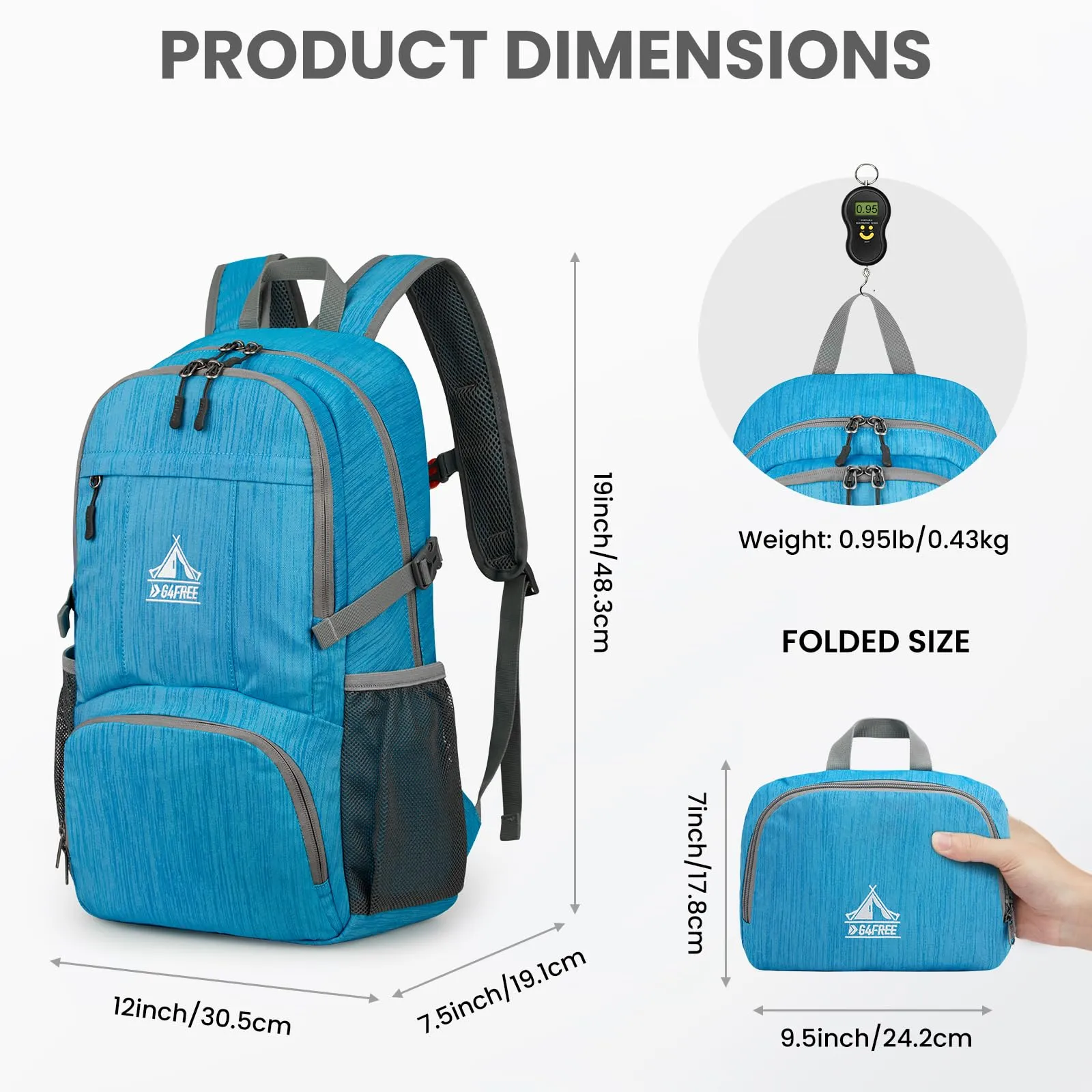 G4Free 30L Hiking Backpack Lightweight Packable