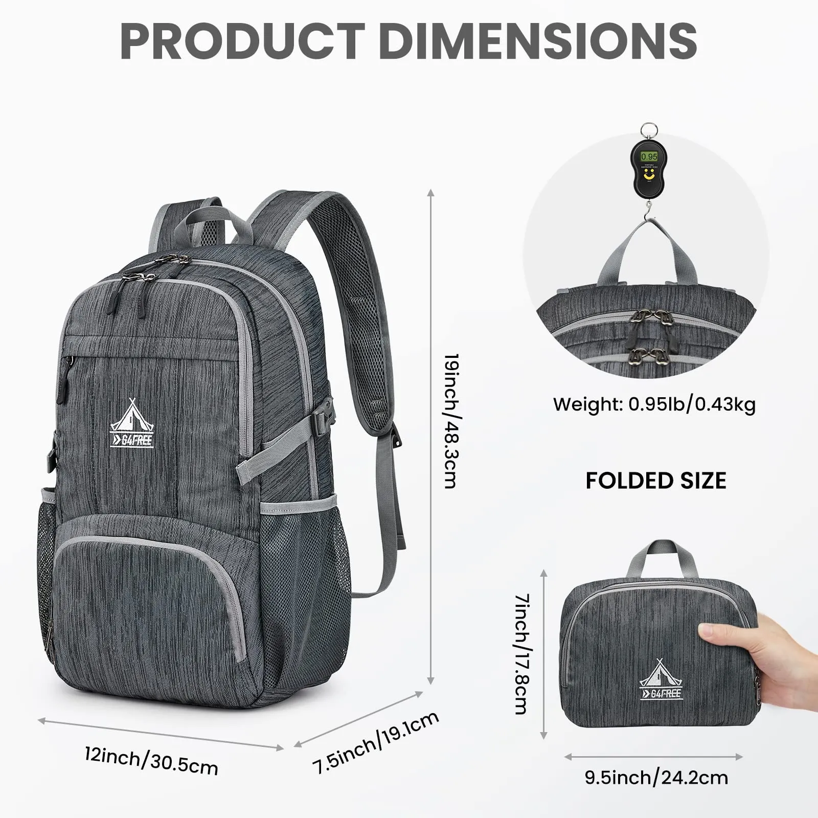 G4Free 30L Hiking Backpack Lightweight Packable