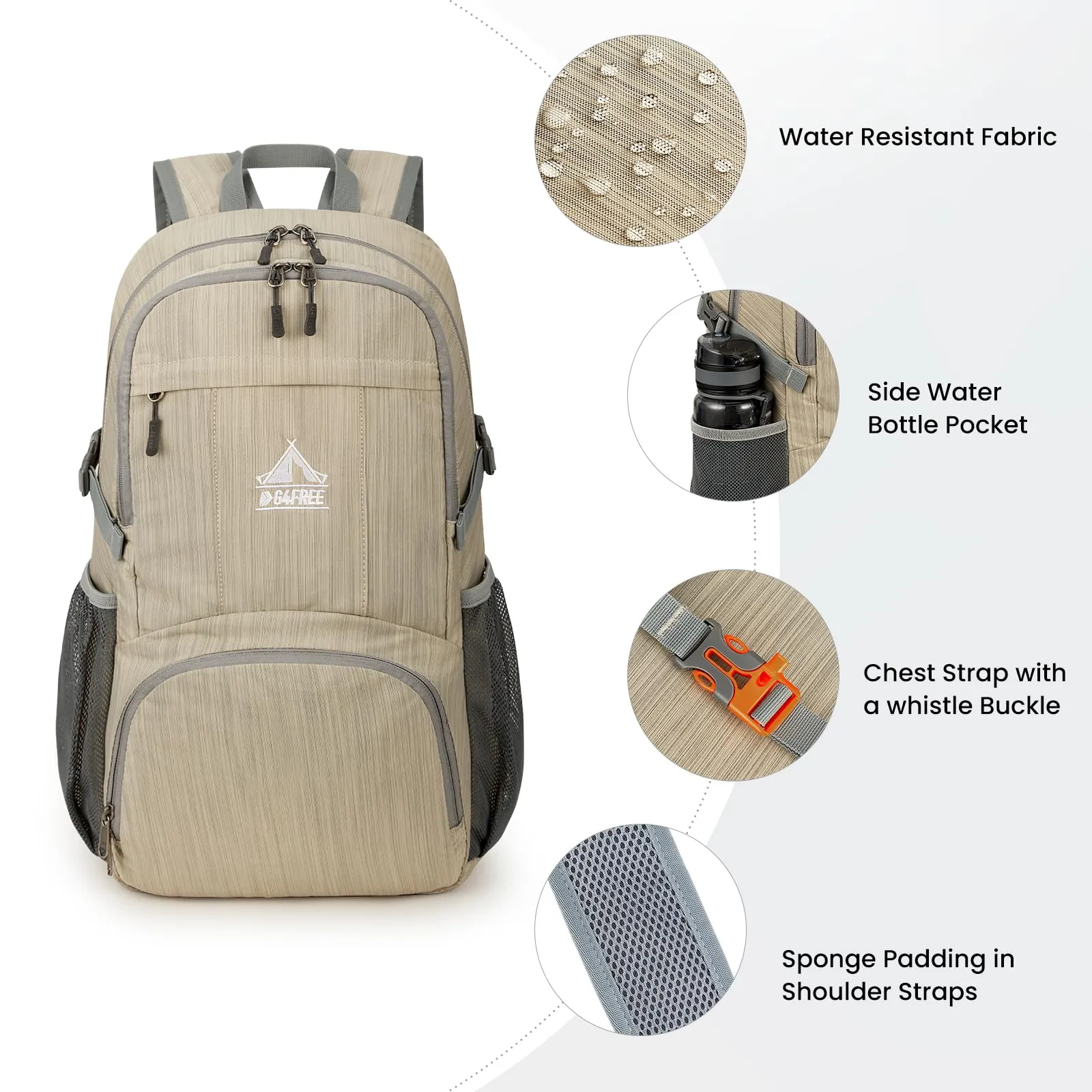 G4Free 30L Hiking Backpack Lightweight Packable