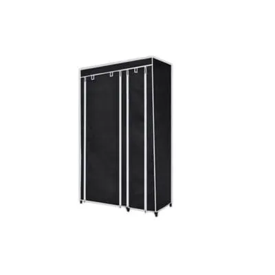 Generic Fabric Canvas Wardrobe Organizer Clothes Rail Shelves Storage Closet Double Tall (Black), 59-60-61-62A