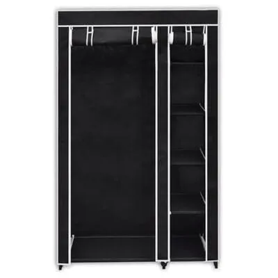 Generic Fabric Canvas Wardrobe Organizer Clothes Rail Shelves Storage Closet Double Tall (Black), 59-60-61-62A