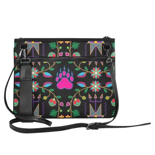 Geometric Floral Fall-Black Slim Clutch Bag