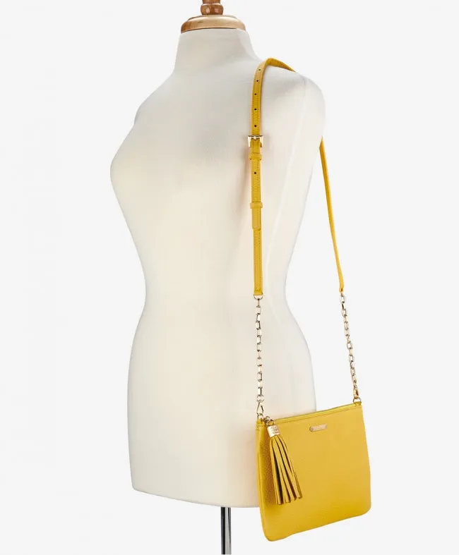 GiGi New York - Chelsea Chain Crossbody Yellow Buttercup Graied Pebble Leather