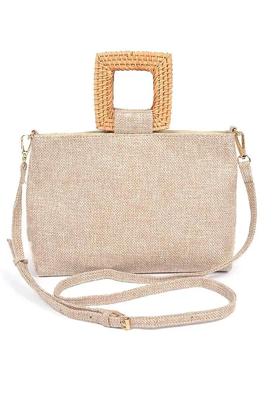 Girly Girl- Linen Handbag with Bamboo Top Handle