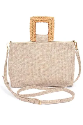 Girly Girl- Linen Handbag with Bamboo Top Handle