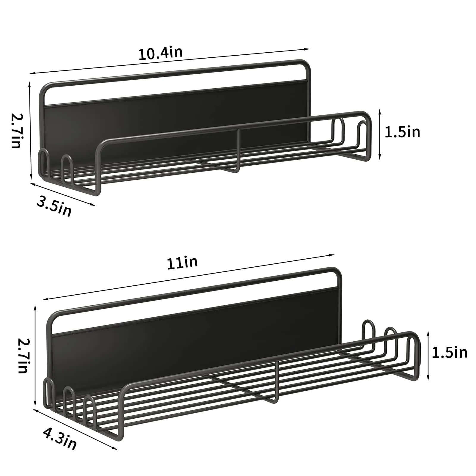 Godboat Magnetic Spice Rack for Refrigerator, 2 Pack Magnetic Spice Rack Organizer with Super Strong Magnetic, Magnetic Shelf Metal Kitchen Organization Spice and Seasoning Organizer, Black