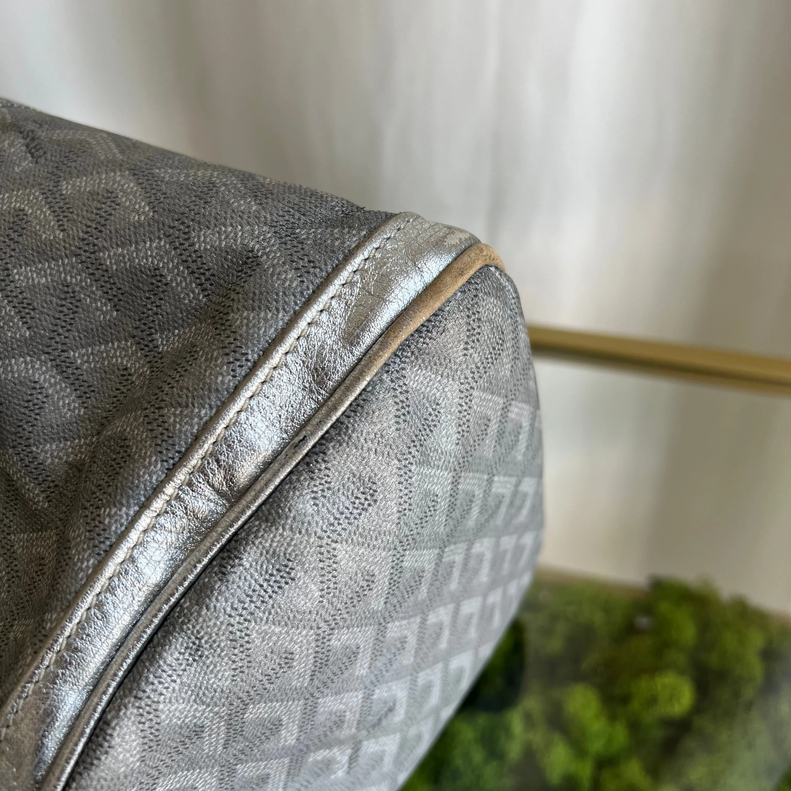 GOYARD Silver Coated Canvas Chevron Croisiere 35 Duffle