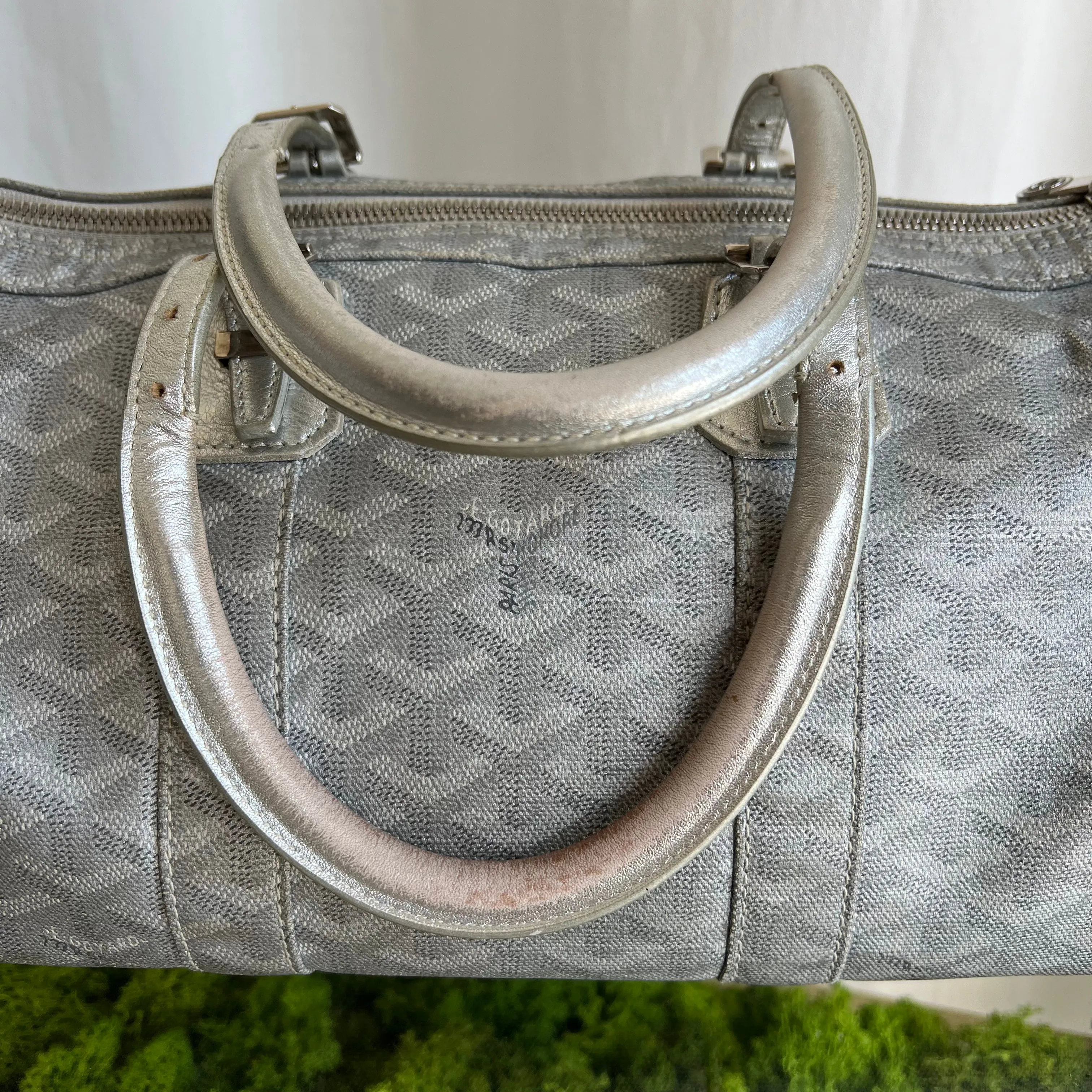 GOYARD Silver Coated Canvas Chevron Croisiere 35 Duffle