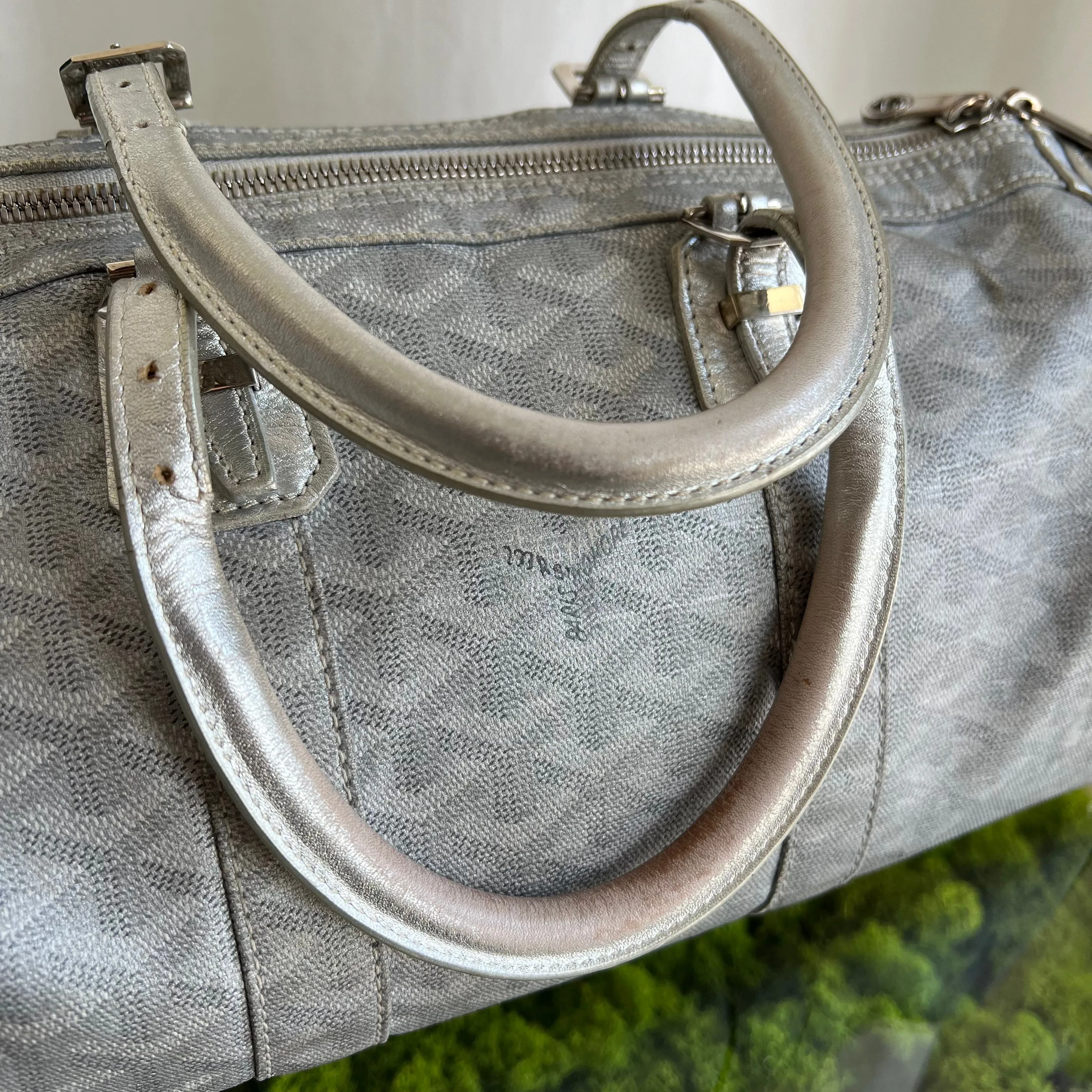 GOYARD Silver Coated Canvas Chevron Croisiere 35 Duffle