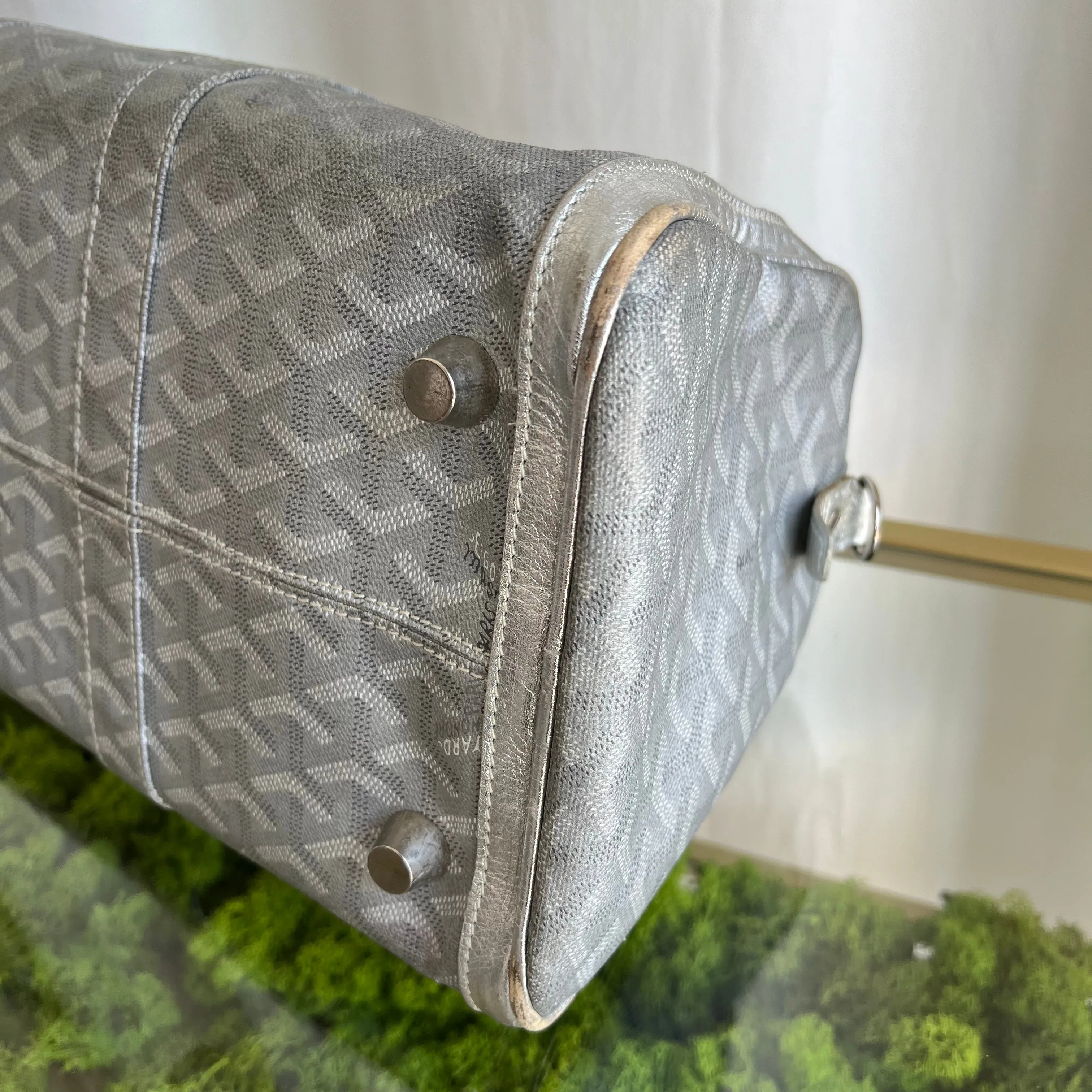 GOYARD Silver Coated Canvas Chevron Croisiere 35 Duffle