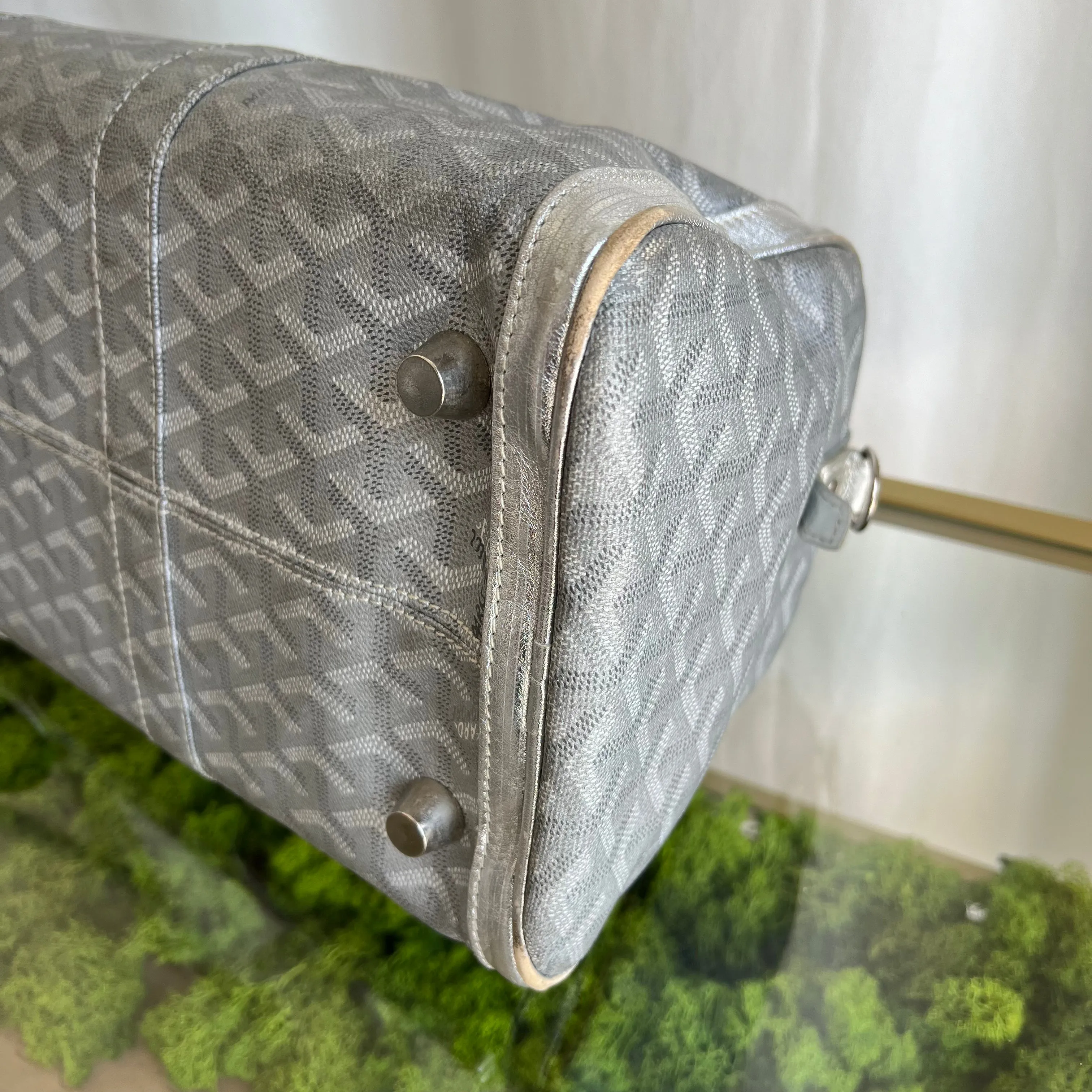 GOYARD Silver Coated Canvas Chevron Croisiere 35 Duffle