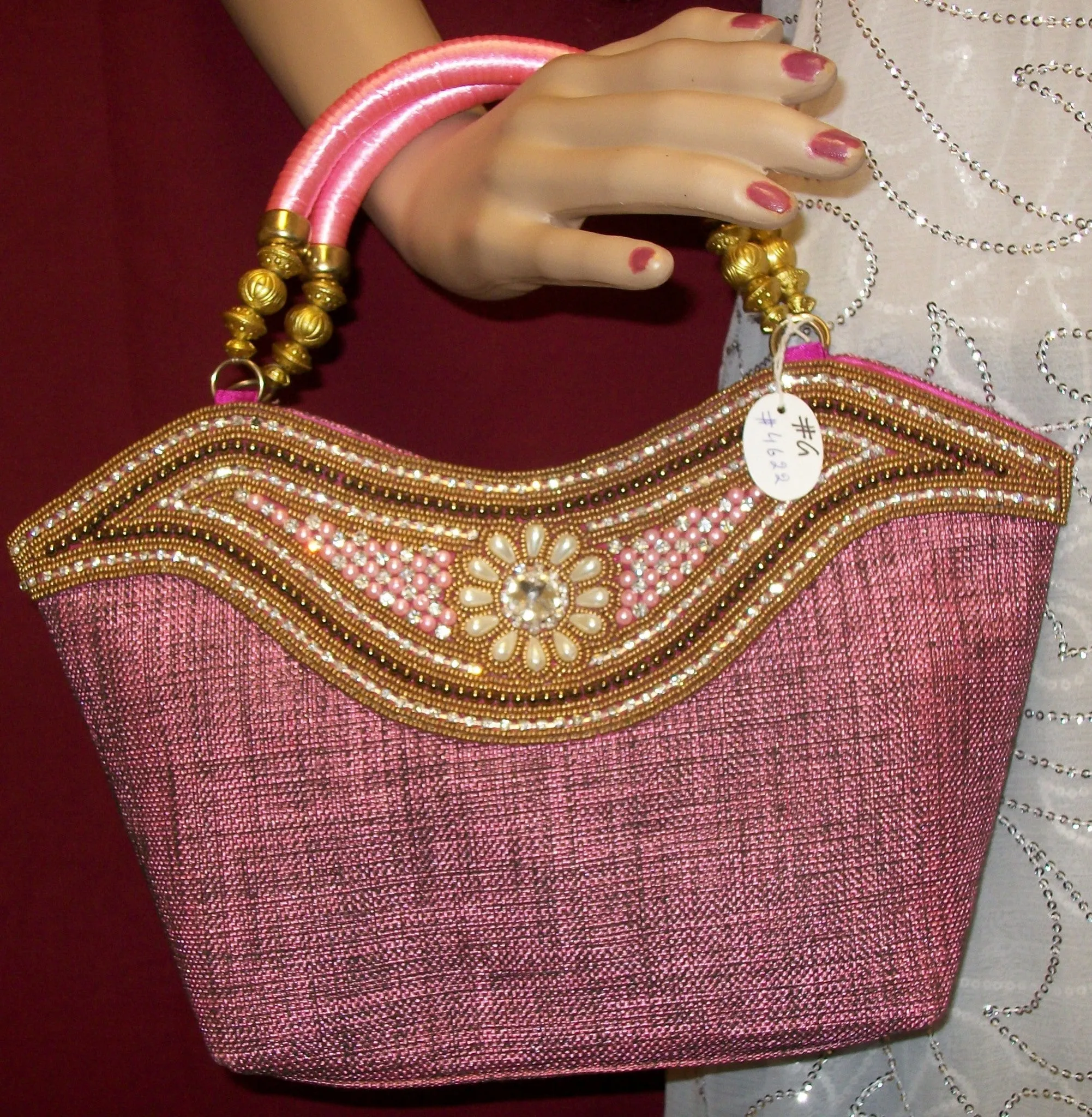 Hand Bag Clutch Pink 4622 Indian Designer Shieno Sarees