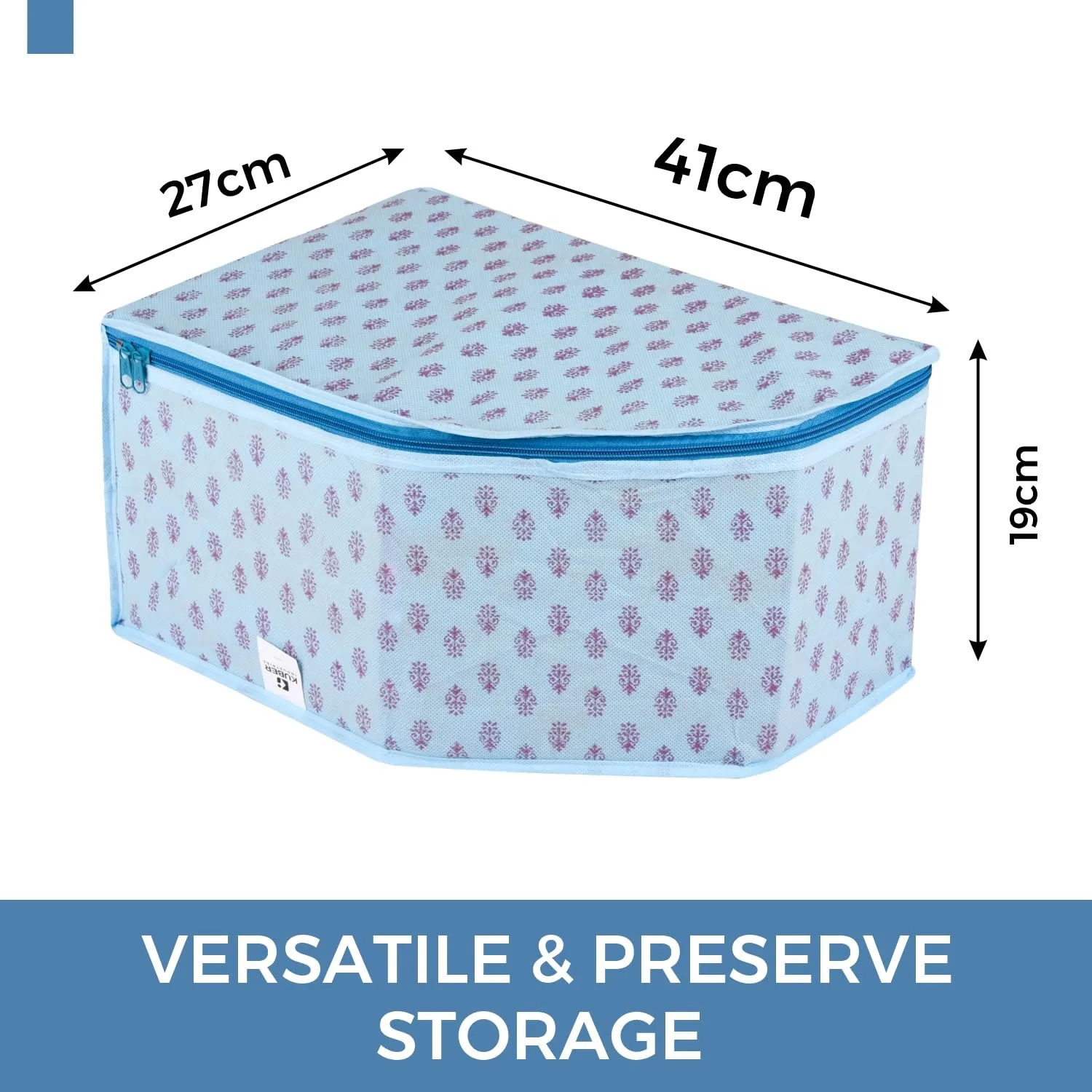 Heart Home Blouse Cover | Clothes Storage Bag | Zipper Wardrobe Organizers | Non-Woven Clothes Organiser | Side Transparent Blouse Organizer | Floral-Design | Pack of 6 | Blue