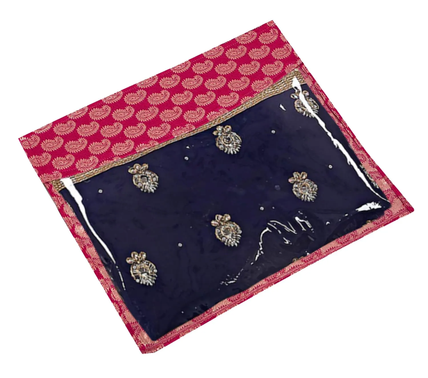 Heart Home Carry Design Single Saree Cover, Saree/Cloth Organizer, Wardrobe Oragnizer With Transparent Top- Pack of 3 (Pink)-HS43HEARTH26136