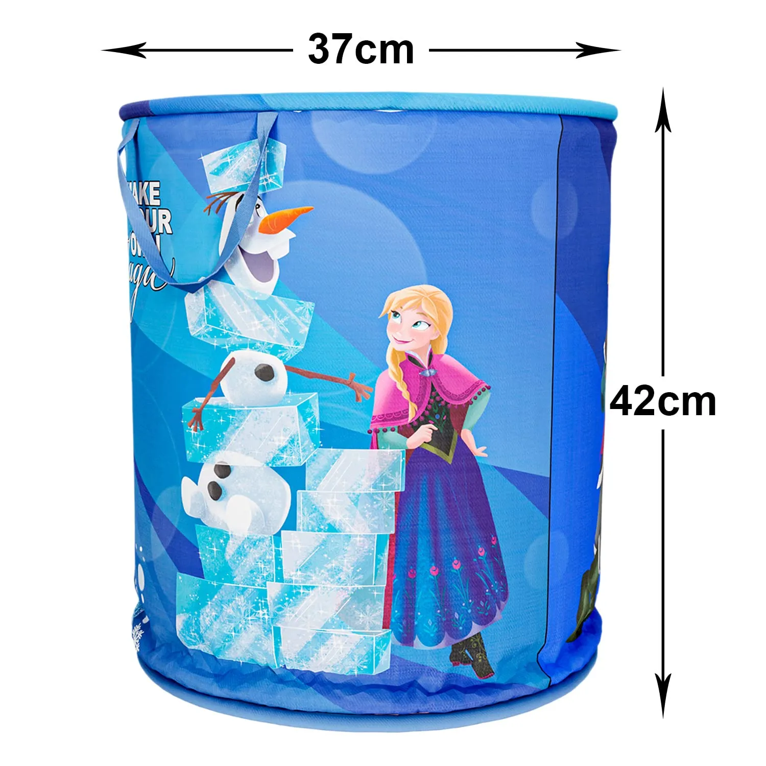 Heart Home Disney Frozen Print Round Laundry Basket|Polyester Clothes Hamper|Waterproof & Foldable Round Laundry Bag with Handle,45 Ltr.Pack of 2 (Blue)