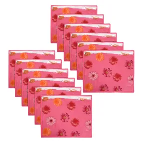 Heart Home Saree Cover | Clothes Storage Bag | Single Packing Saree with Zip Closure | Wardrobe Organizer | Cloth Stoarge Organizer | Flower Design | Pack of 12 | Assorted