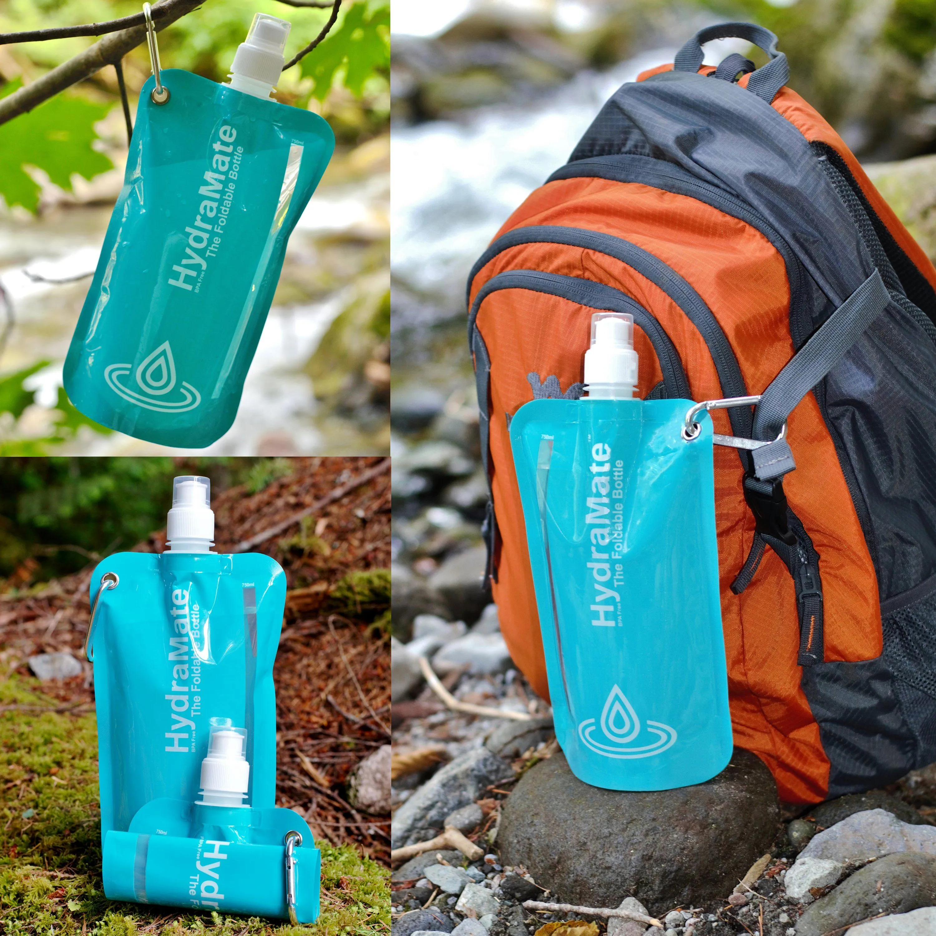 HydraMate Foldable Bottle. Collapsible Water Bottle 750ml