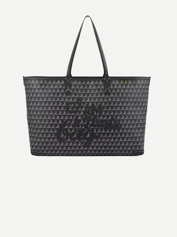 I am a Plastic Bag Zipped Motif Tote in Black