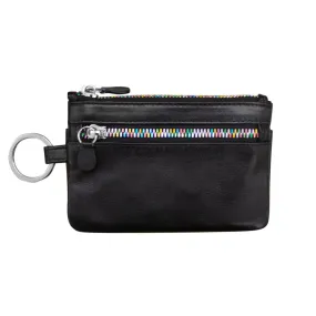 ili New York Black/Rainbow Metallic Zip Coin Purse