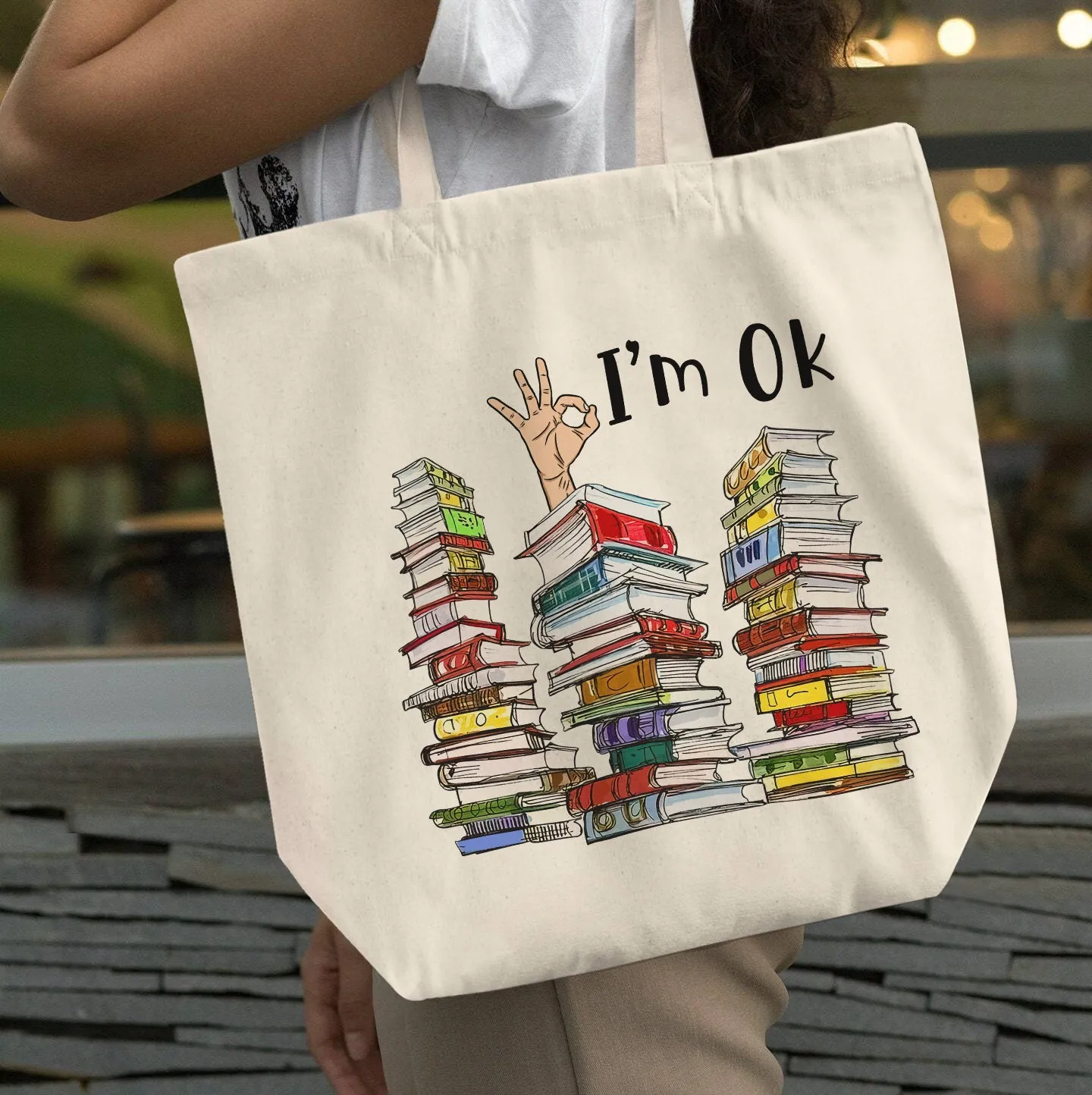 I'm OK It's Fine I'm Fine Everything's Fine Book Lovers Gift TBW73