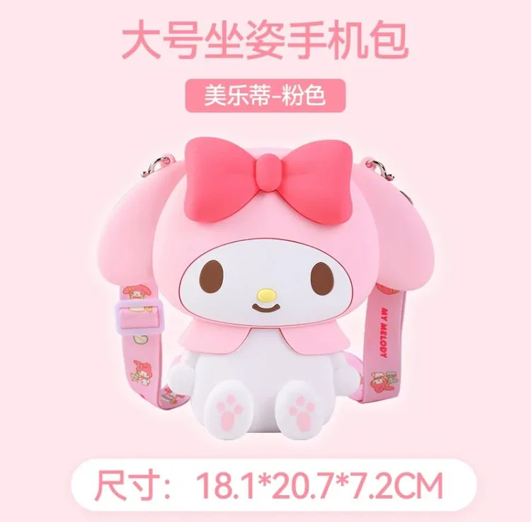 Japan Sanrio Silicone 3D Sit Pose Shoulder Bag | My Melody Kuromi -  Kawaii Bag Birthday Girlfriend Children Gift