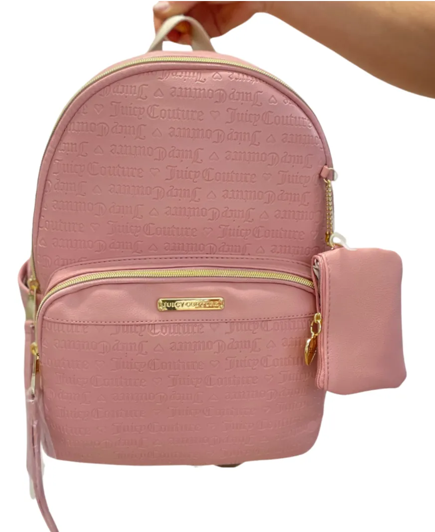 JUICY COUTURE Juicy Squad Signature Blush Pink Logo Backpack Bag Large