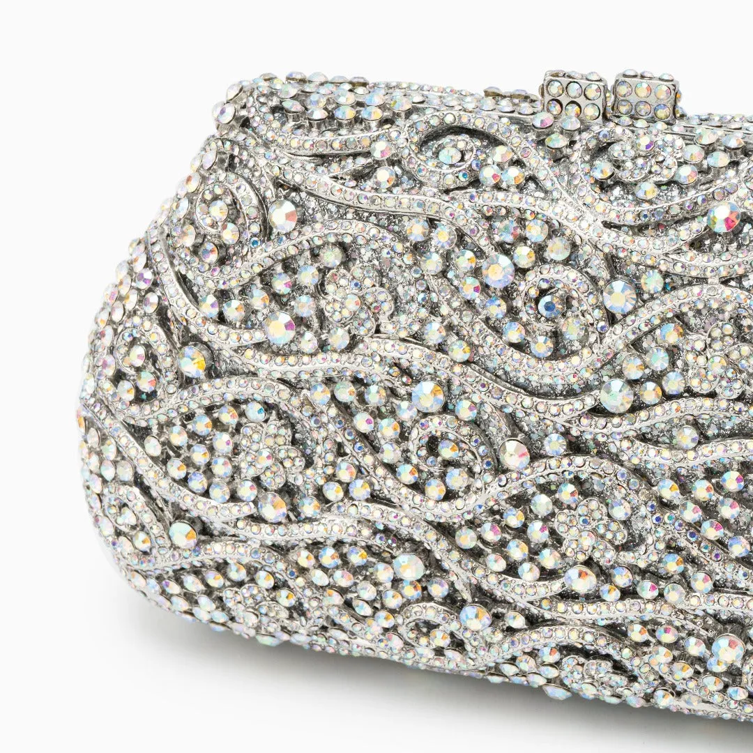 Juliet Rhinestones Clutch Bag - Silver