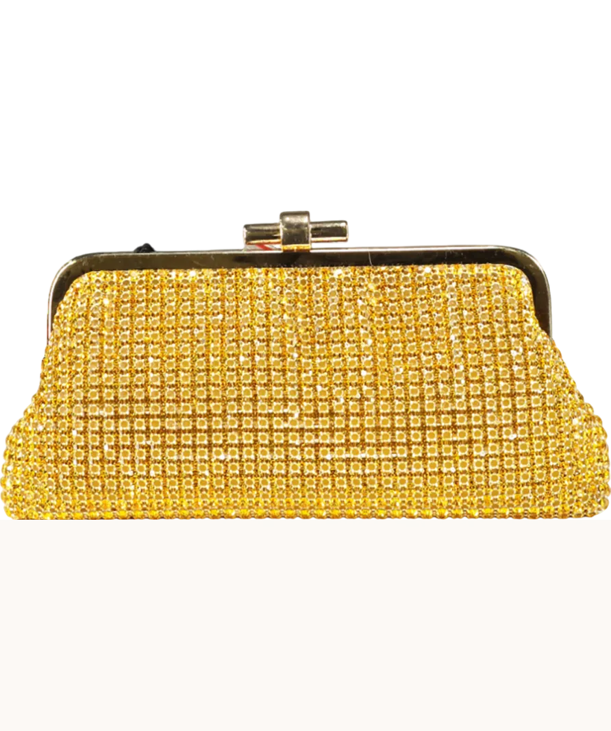 Karen Millen Yellow Rhinestone Clutch Bag with chain strap