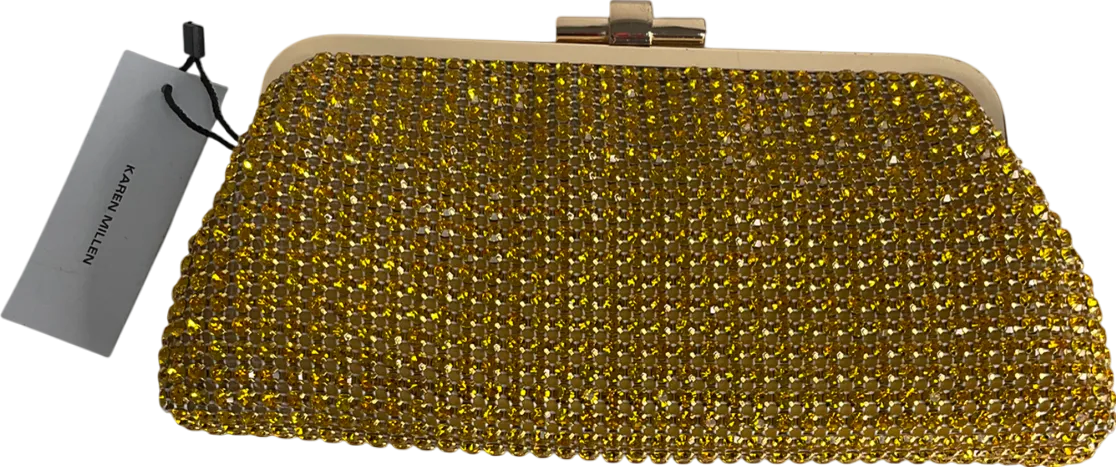 Karen Millen Yellow Rhinestone Clutch Bag with chain strap