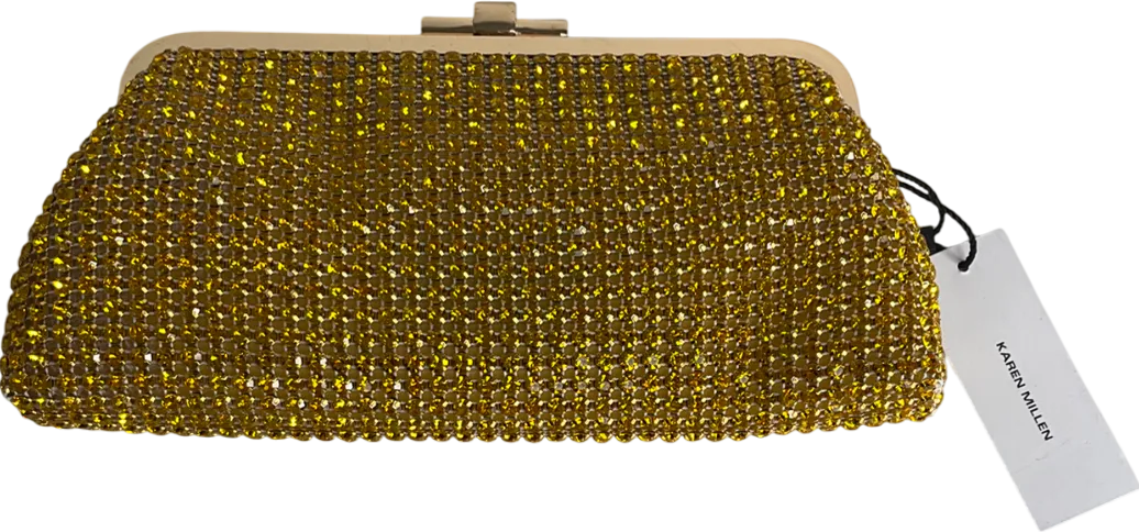 Karen Millen Yellow Rhinestone Clutch Bag with chain strap