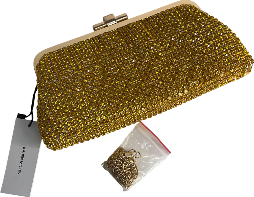 Karen Millen Yellow Rhinestone Clutch Bag with chain strap