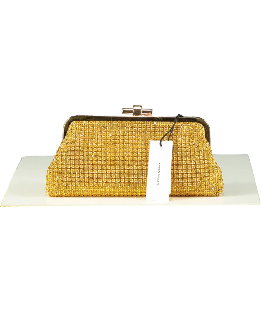 Karen Millen Yellow Rhinestone Clutch Bag with chain strap