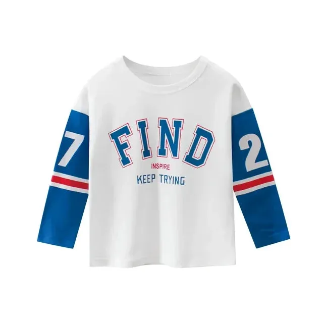 Kids Boys Rugby Print Cotton Long Sleeve Tees for 2-9 years