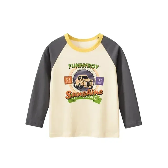 Kids Boys Rugby Print Cotton Long Sleeve Tees for 2-9 years