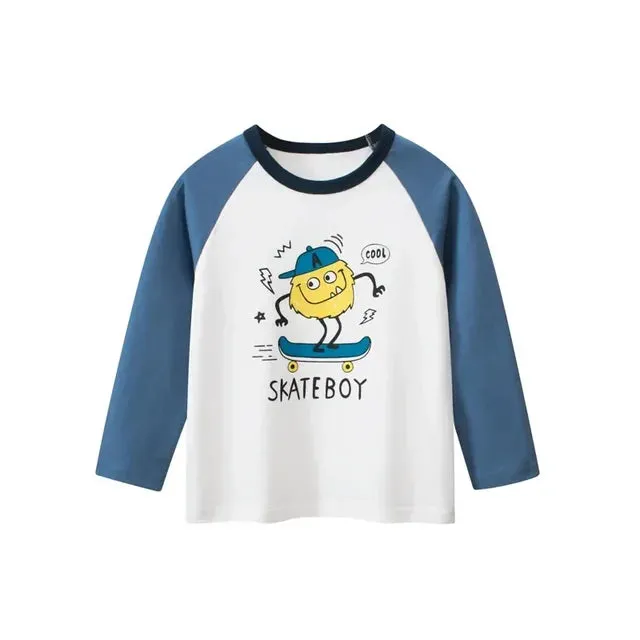 Kids Boys Rugby Print Cotton Long Sleeve Tees for 2-9 years