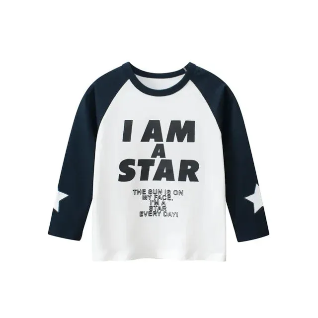 Kids Boys Rugby Print Cotton Long Sleeve Tees for 2-9 years