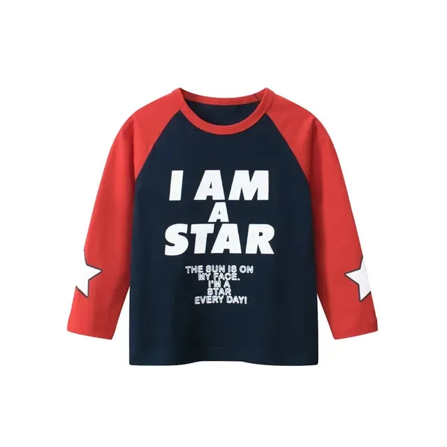 Kids Boys Rugby Print Cotton Long Sleeve Tees for 2-9 years