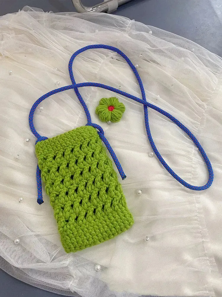 Knitted Crossbody Mobile Phone Bag Handmade